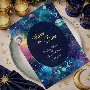 celestial midnight moon wedding save the date