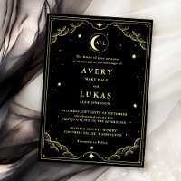 Celestial Midnight Sky Black Gold Wedding
