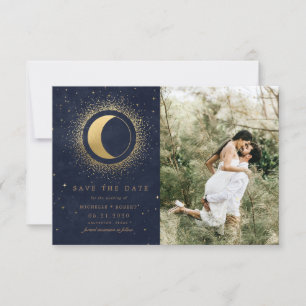 Celestial Midnight Stars Two Photo Save The Date Invitation