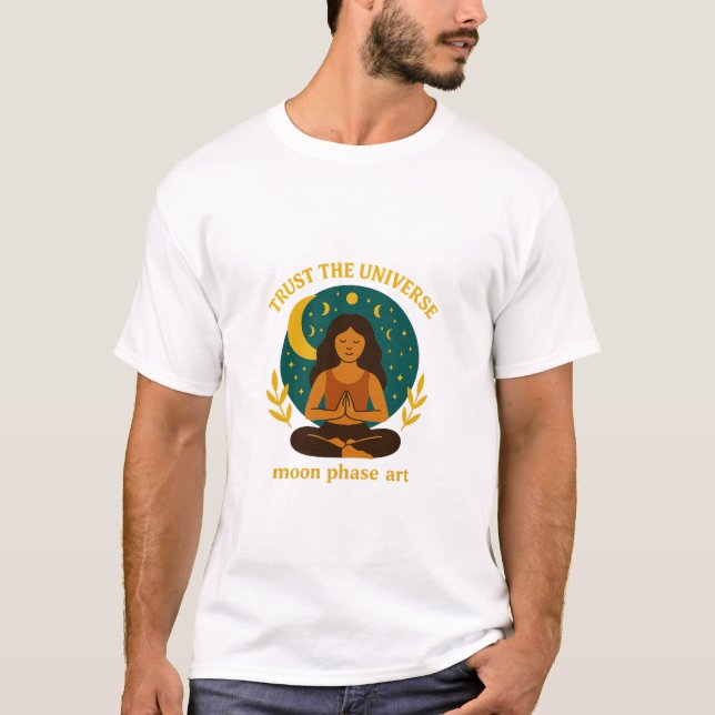 Celestial Mindful Moon Design T-Shirt (Front)
