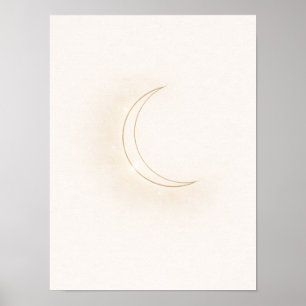 Celestial Minimal Moon Wall Art – Beige Crescent
