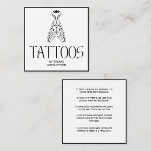 Celestial Minimalist Moth Tattoo Aftercare  Square Business Card