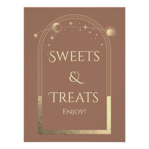 Celestial Mocha Gold Birthday Sweets & Treats Poster
