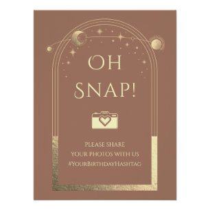 Celestial Mocha Gold Sun Moon Stars Oh Snap Poster