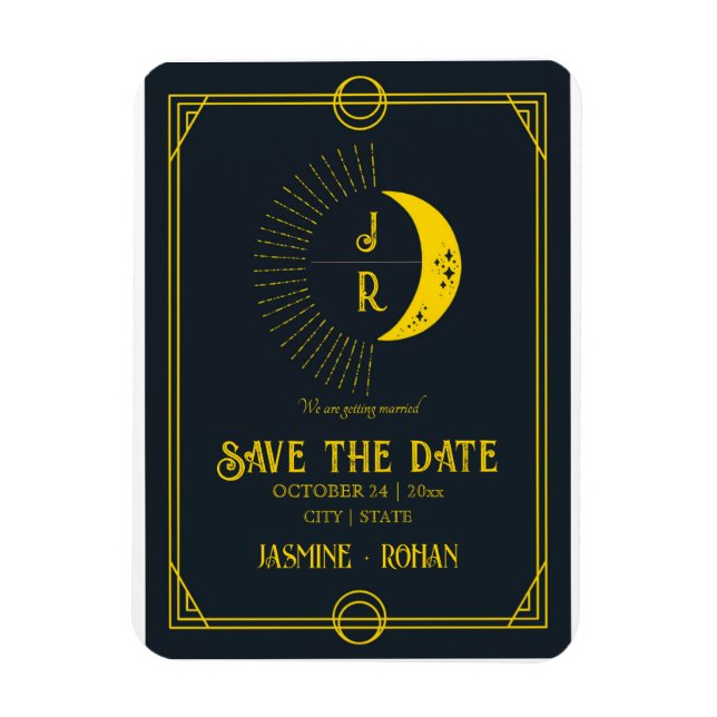 Celestial monogram tarot gothic save the date magnet (Vertical)