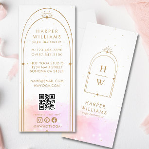 Celestial Monogram Yoga Instructor Blush Pink Rack Card