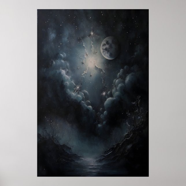 Celestial Moon And Sky Vintage Celestial Wall Art (Front)