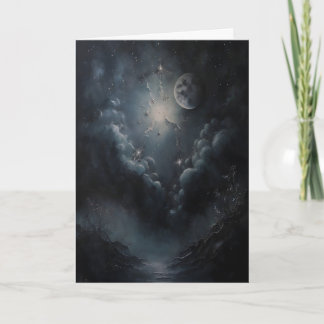 Celestial Moon And Sky Vintage Celestial Wall Art Card