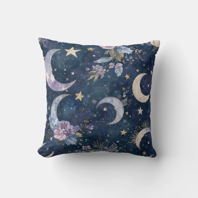 Celestial Moon and Star Home Decor | Throw Pillow (Front)