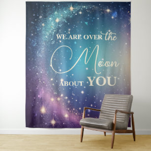 Celestial Moon and Stars Baby Shower Tapestry