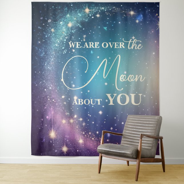 Celestial Moon and Stars Baby Shower Tapestry (In Situ)