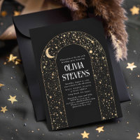 Celestial Moon and Stars Black Mystical Birthday