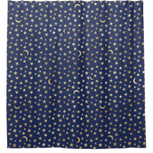 Celestial Moon and Stars Gold and Navy