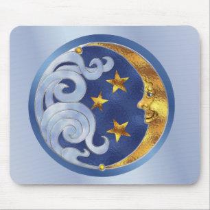Celestial Moon and Stars Mouse Pad