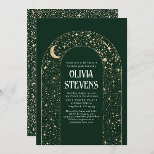Celestial Moon and Stars Mystical Birthday Invitation