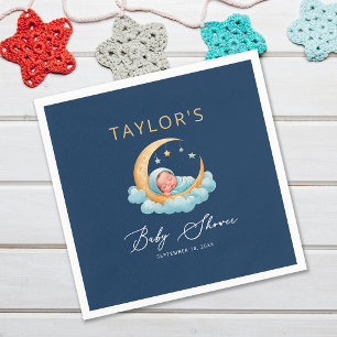 Celestial Moon and Stars Over the Moon Paper Napkin