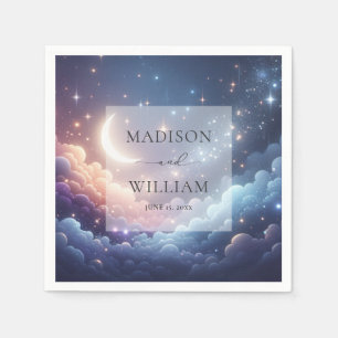 Celestial Moon and Stars Personalized Wedding Napkin