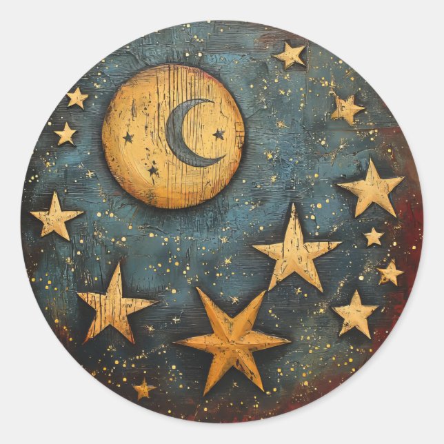 Celestial Moon and Stars Stickers (Front)