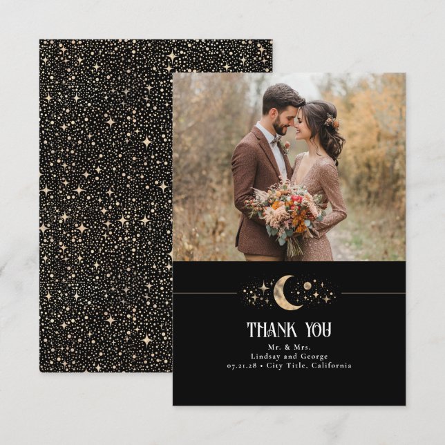 Celestial Moon and Stars Thank You Photo (Front/Back)