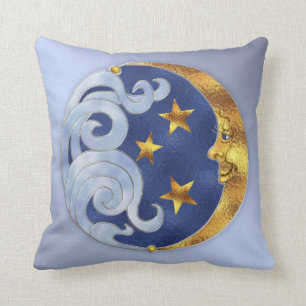 Celestial Moon and Stars Throw Pillow