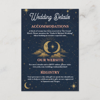 Celestial Moon and Stars Wedding Details Enclosure