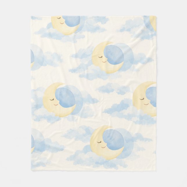 Celestial Moon Baby Fleece Blanket Soft Nursery (Front)
