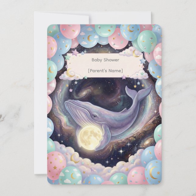 Celestial Moon Baby Shower Invitation (Devant)