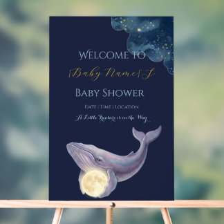 Celestial Moon Baby Shower Welcome Sign | Whale &