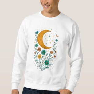 Celestial Moon Boho Flowers Best Seller Funny Gift Sweatshirt