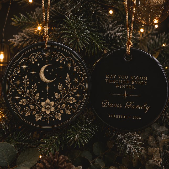 Celestial Moon Botanical Winter Solstice Ceramic Ornament (Creator Uploaded)