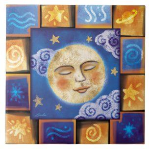 Celestial Moon Ceramic Tile