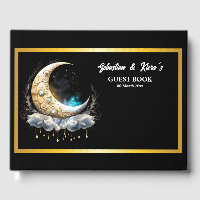 Celestial moon couple silhouette starry night