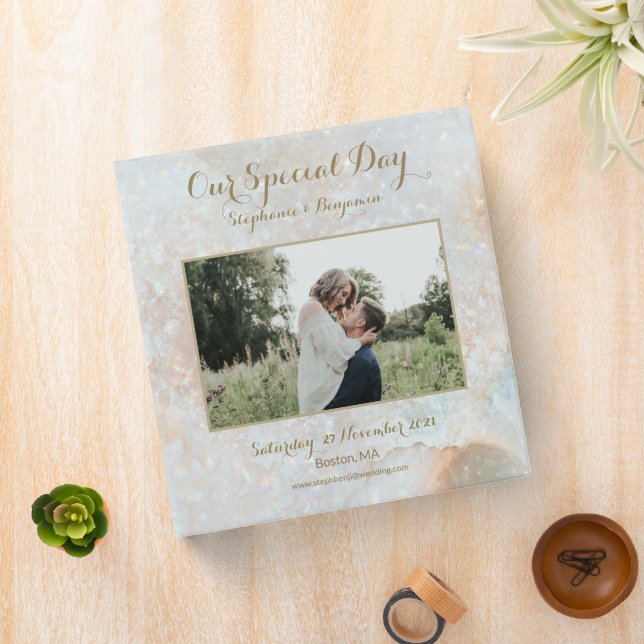 Celestial Moon Custom Photo Text Guest Wedding  Binder (In Situ)