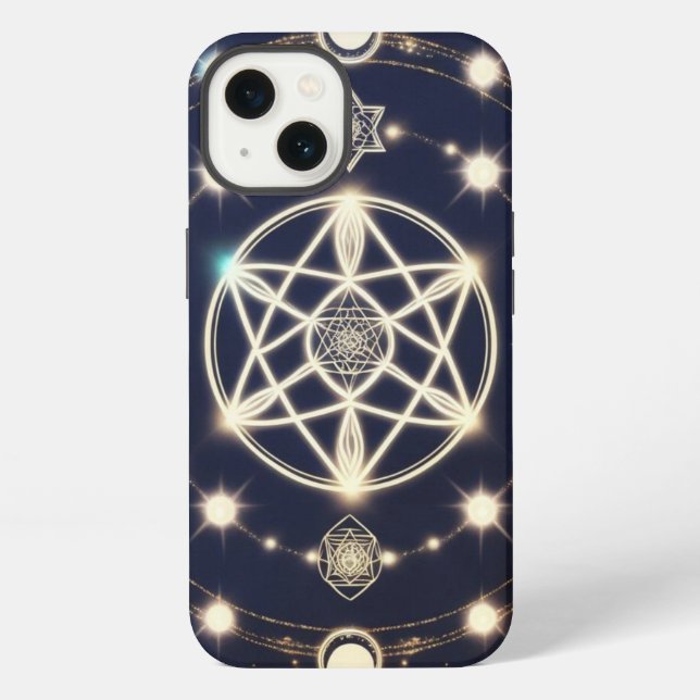 Celestial Moon Cycle Mandala – Sacred Geometry iPhone Case (Back)