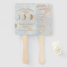 Celestial Moon Elegant Wedding Program Hand Fan