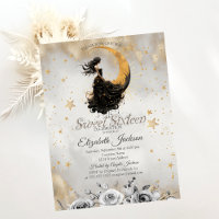 Celestial Moon Girl Flowers Stars Sweet 16