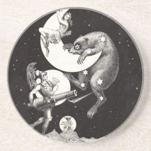 Celestial Moon Goddess Luna Ursa Major and Mars Coaster