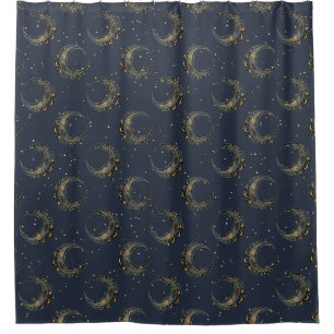 Celestial Moon Gold Starry Night Pattern