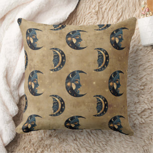 Celestial Moon Gold Starry Night Pattern (5) Throw Pillow