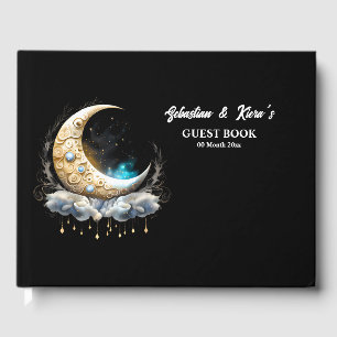 Celestial moon luna starry night stars guest book