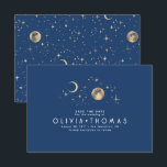 Celestial Moon Navy Blue Save the Date<br><div class="desc">Starry night and crescent moon save the date cards</div>