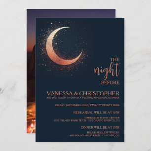 Celestial Moon Night Before Wedding Rehearsal Invitation