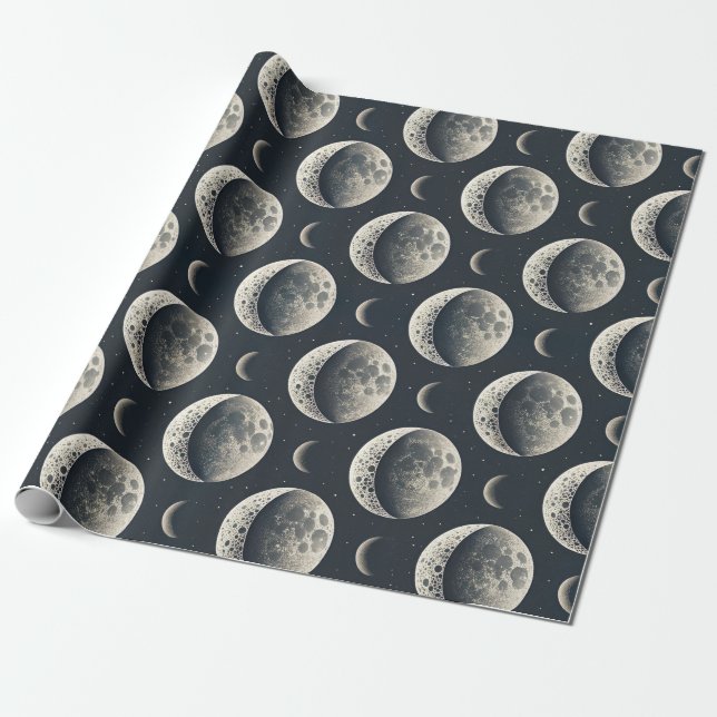 Celestial Moon Phase (1) Wrapping Paper (Unrolled)