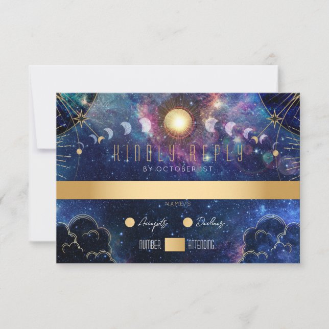 Celestial Moon Phase RSVP Card (Front)