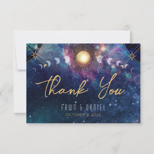Celestial Moon Phase Thank You Card (Front)
