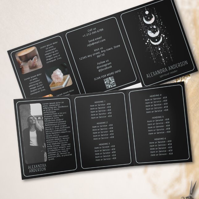 Celestial Moon Phases Mystical Spiritual QR Code  Tri-Fold Card (Creator Uploaded)