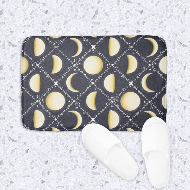 Celestial Moon Phases Pattern Bath Mat (Celestial Moon Phases Bath Mat)