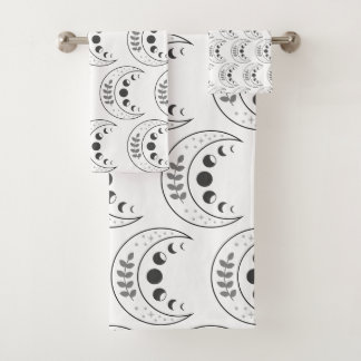Celestial Moon Phases Pattern Bath Towel Set