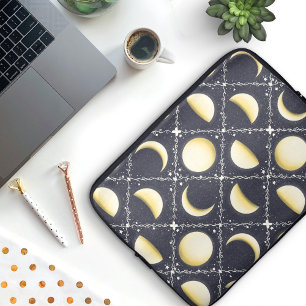 Celestial Moon Phases Pattern Laptop Sleeve