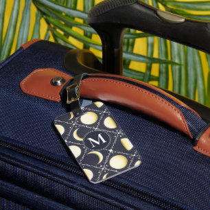 Celestial Moon Phases Pattern Luggage Tag